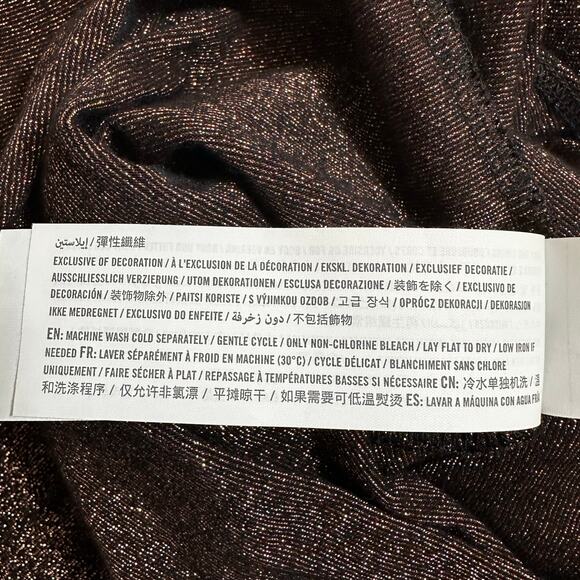 Abercrombie & Fitch Metallic Long Sleeve V-Neck Bodysuit Black Bronze Medium - Picture 10 of 10